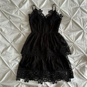 aqua lace trim tiered dress